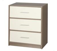 AKTIVE Max Home Mesita de noche multiusos, Gris y blanco, 3 cajones de tela ligeros, 58x30x70 cm, Estructura madera, Cómoda dormitorio, Mesitas de noche, Almacenaje, Organización hogar, Deco (18412)
