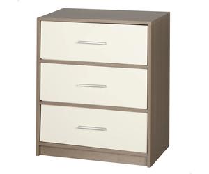 Max Home - Mesita de noche multiusos, color gris y blanco, con cajones de tela y aglomerado, estilo moderno, sistema de almacenaje, organización hogar, decoración, mueble para vestidor, almacena ropa