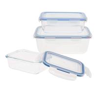 Max Home - Pack 3 recipientes herméticos de vidrio, 1500/800/330 ml, porta alimentos de cristal, aptos para congelador, microondas y horno, tapa con banda de silicona 100% hermética