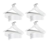 Max Home - Pack perchas de madera, alta calidad A, color blanco, ganchos giratorios 360º de acero, con muescas para vestidos, barra inferior, 44,5x23 cm, perchas para pantalones, camisas, blusas, traj