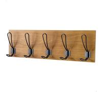 Max Home - Perchero de pared 47x7x15 cm, con 5 perchas, peso máximo soportado 5 kg, efecto madera, para colgar abrigos, sombreros, bolsos