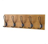 Max Home - Perchero de pared 47x7x15 cm, con 5 perchas, peso máximo soportado 5 kg, efecto madera, para colgar abrigos, sombreros, bolsos