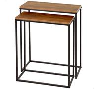 Max Home Set 2 mesas auxiliares metal y madera 50x25x60 cm y 45x22x55 cm