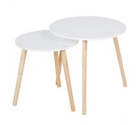 Max Home - Set de 2 mesas auxiliares, tipo nido, patas de madera natural, diseño moderno, para salón, comedor, oficina
