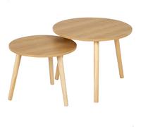 Max Home - Set de 2 mesas auxiliares, tipo nido, patas de madera natural, diseño moderno, para salón, comedor, oficina