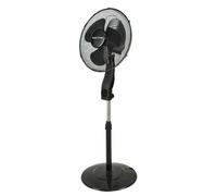Max Star Ventilador de Pie 40W, Oscilante, Rejilla de Seguridad, 3 Velocidades, Altura Ajustable, 3 Aspas, Diametro 40cm, Base Redonda Estable, Cabezal Inclinable, Negro