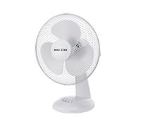 Max Star - Ventilador de Sobremesa 16" MS-2416 Potente 40W Silencioso, Rejilla Protectora, 3 Velocidades, Anti-Vuelco, Portátil, Ventilación, Hogar, Oficina, Habitación, Salón