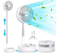 Max Star Ventilador Portátil USB, Recargable, Plegable Hasta 1M, Inclinable, Ventilador de Sobre Mesa, Potente, Silencioso, Autonomía 24h