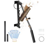 MaxAwe Soporte de pared manual para leña, separador de leña de acero al carbono, herramienta manual con 2 asas extraíbles, para acampar al aire libre, portátil, herramienta para cortar madera de mano