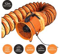 MAXBLAST: Ventilador industrial profesional de 250 mm, 320 W, para conductos de 12 metros