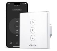 Maxcio Interruptor Persiana WiFi Inteligente, Conmutador de Cortina Compatible con Alexa y Google Home, Temporizador Automático, Panel de Vidrio Táctil Empotrable, Requiere Cable Neutro, 1 Pack