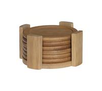 MAXHOME-Juego de 6 posavasos de 10 cm diám. con soporte de bambú