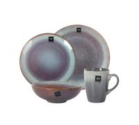 MAXHOME-La Mediterránea Vajilla 16 piezas Melow md,Porcelana,Platos llanos, Tazas mug