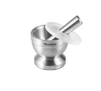 MAXHOME- Mortero acero inox antidesl. c/tapa 9,8 x 8,2 cm, juegos de mortero y mano para pastillas hierbas especias jengibre ajo patatas y más