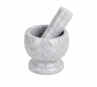 MAXHOME-Mortero de Mármol Elegante para Especias y Pesto - 11x11cm, Triturador Manual de Piedra Natural (Color Blanco / Negro) Black