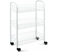 MAXHOME- Verdulero 3 pisos metalico, carrito cocina multiusos carro auxiliar con ruedas,carro verdulero de cocina, adecuado para cocinas, oficinas, comedores White