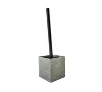 Maxia Market - Accesorios de baño de poliresina vaso loción dispensador de jabón plato de jabón jabonera cepillo de inodoro escobilla de aseo cuadrado gris oscuro efecto piedra