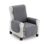 MAXIFUNDAS - Cubre sillón acolchado Maui - Reversible, 1 plaza, tiras elásticas - Gris/Gris claro