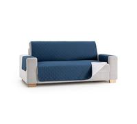 MAXIFUNDAS Funda de sofá acolchada reversible MAUI 3 plazas Azul/Gris claro con tiras elásticas