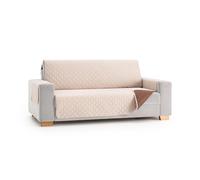 MAXIFUNDAS Cubre sofá acolchado reversible MAUI – 3 plazas Beige/Marrón con tiras elásticas