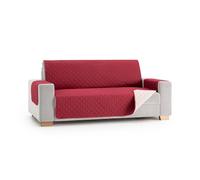 MAXIFUNDAS - Funda de sofá acolchada reversible MAUI - 3 plazas, rojo/beige, con tiras elásticas