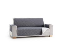 MAXIFUNDAS Cubre sofá acolchado reversible MAUI con tiras elásticas 4 plazas Gris/Gris claro