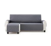 MAXIFUNDAS Funda sofá chaise longue MAUI acolchada brazo izquierdo 240 cm gris con cintas traseras