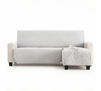 MAXIFUNDAS | Cubre sofá Dry Protect | Color Gris Claro | Chaise Longue Derecho 220 cm | Repelente de Líquidos | Acolchado | Funda Protectora Antimanchas | Apto para Mascotas