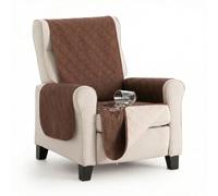 MAXIFUNDAS | Cubre sofá Dry Protect | Color Marrón | Válido para Sillón de 1 plaza, Relax y Orejero | Repelente de Líquidos | Acolchado y Reversible | Funda Protectora Antimanchas | Apto para mascotas