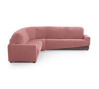 MAXIFUNDAS FUNDAS DE SOFA & CHAISE LONGUE. Funda Sofá Rinconera Relive Color Rosa Pastel. Funda Protectora súper elástica para sofá rinconera.