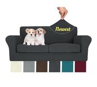 MAXIJIN 3 piezas de fundas elásticas para sofá biplaza de 2 cojines grandes, protector grueso de muebles para mascotas, 180-231 cm, color gris