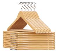 maximo descuento - Perchas de Madera Natural, Gancho Rotatorio 360°, Muescas en Hombros - Ideal para Abrigos, Trajes y Chaquetas ,Tan bajo como 0.7/pc