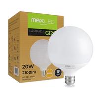 Maxled, Light is Led! 1x G120 Bombillas LED Globo E27 20W Equivalente a 160W Lámpara Luz Blanca Calida 3000K 2100LM Ahorradora Apertura Haz Luz 180° 230V para Iluminación Casas No Regulable Ø120mm