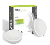 Maxled, Light is Led! 2 Piezas Aplique de Pared Exterior LED Redondo 8W 720LM IP65 Plafón LED Techo 4000K Blanco Natural IP65 Lámpara de Baño para Escaleras Pasillo Aseo Sotano Balcon Ø155mm x 49mm