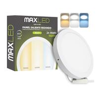 Maxled, Light is Led! Downlight LED Panel Superficie Redondo 24W 1920 Lúmen IP44 Focos Led Interior Techo para Baño Φ300mm x 30mm 3000K-6000K Blanco Cálido/Neutro/Frío 85V-265V Aluminio No Regulable
