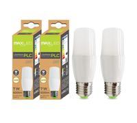 Maxled, Light is Led! Pack de 2 Bombilla LED E27 Tubular 7W Equivalente a 52W Halógenas Lámpara LED PLC E27 Bajo Consum 4000K Blanco Frio PLC Tubo Bombillas para luz habitacion No Regulable AC230V