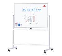 maxtek Pizarra Blanca con Ruedas 150 x 120 cm, Móvil Magnética Whiteboard
