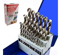 MaxTool 29 Pieces Drill Set 29PCs/29-Piece Twist Drill Bit Set High Speed Steel M2 Fully Ground 3-Flat 1/16“ to 1/2”x64th Fractional; JBS02W13R029P