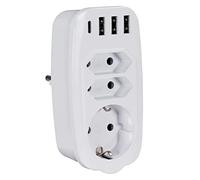 MaxTrack Adaptador múltiple con función de carga USB NV81L - Adaptador de enchufe USB C, enchufe múltiple para enchufe - 7 en 1, cargador universal para 7 dispositivos - USB A y USB C hembra - CEE 7/7