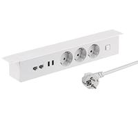 maxtrack Enchufe de Mesa NV64L con 3 enchufes con protección de Contacto con 2 Puertos USB y 2 Conectores LAN, Enchufe múltiple para el hogar, atornillable, botón para encender y Apagar, regleta con