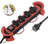 MaxTrack Regleta para Uso al Aire Libre - NV61-3L, Ideal para Profesionales, Bricolaje o Camping, IP44, Mayor protección táctil, Interruptor Iluminado, regleta Impermeable