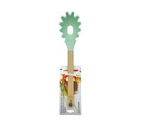MAXWORK de pasta de silicona, cuchara de espagueti con mango madera, resistente al calor verde