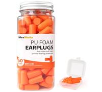 MAXWORKS 51063 - Juego de tapones para los oídos de espuma de poliuretano de color naranja (60 pares) y tapones de silicona (1 par)