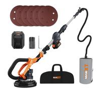 MAXXT Lijadora de pared inalámbrica de 20 V (sin escobillas): sistema integrado de extracción de polvo, regulación de velocidad continua (600-1200 rpm), placa de lijado de 225 mm, brazo telescópico