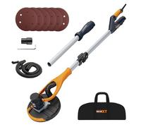 MAXXT Lijadora de placas de yeso con cabezal giratorio de 180°, mango telescópico (1,2 m-1,7 m) con extracción de polvo, disco lateral de esquina, potencia constante y memoria de 5 velocidades |