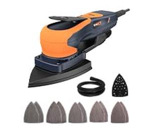 MAXXT Lijadora excéntrica Maus con motor sin escobillas, 350W, órbita de 3 mm, 4000-10000 rpm, superficie de lijado 100 * 152 * 152 mm, 10 hojas de lija.