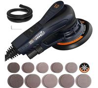 MAXXT Lijadora orbital 5.0 sin escobillas 350W, disco de 125mm&150mm, 4000-10000RPM(6 velocidades ajustables) Freno automático-2s, y 20 hojas de papel de lija