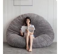 MAXYOYO Puf gigante con puf cuadrado grande con funda de piel sintética y relleno mullido, para adultos, parejas e invitados (color gris pana, 180 x 180 cm)