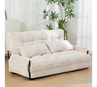 MAXYOYO Sofá Cama Ajustable con 2 Almohadas, Sofá Cama Multifuncional Tipo Puf, Sofá Cama Plegable de 5 Posiciones con Reposabrazos, Asiento Versátil para Leer en el Suelo, Gris Oscuro, Doble