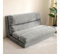 MAXYOYO Sofá Cama de Bolsa de Frijoles Plegable para Adultos, Sofá de Piso Extra Grueso de 6 Pliegues para Dormitorio Sala de Estar, Gris, 135x240 cm